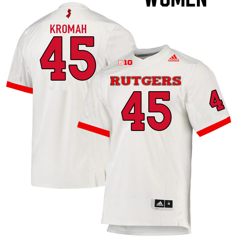 Women #45 Jamree Kromah Rutgers Scarlet Knights College Football Jerseys Sale-White - Click Image to Close